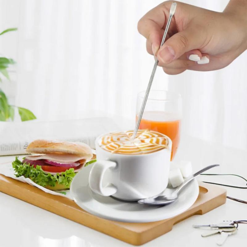 Kim Nghệ Thuật Cà Phê, Chất Liệu Thép Không Gỉ Bền, Tay Cầm Bằng Gỗ, Tặng Kèm Hộp, Bút Nghệ Thuật Cà Phê Latte, Thiết Kế Hai Đầu, Chống Gỉ, Phụ Kiện Espresso, Thích Hợp Cho Quán Cà Phê 3