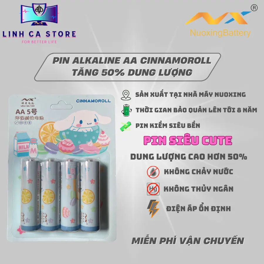 Pin Alkaline AA rainbow Cinnamolroll 1,5V/Pin đồ chơi /Pin điều khiển/Pin Nuoxing - Linh Ca Store