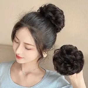 Scrunchie Rambut Keriting Palsu Wanita Elegan High Quality Motif Baru Extension Clips