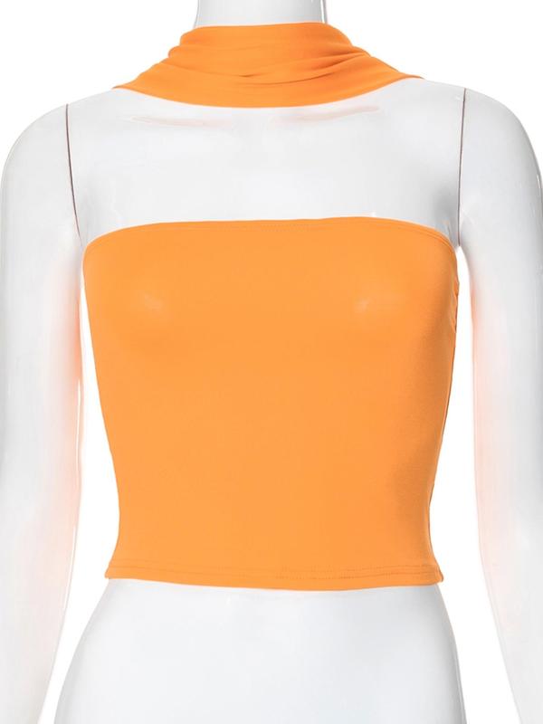 Women's Plain Cut Out Ruched Backless Crop Top, Casual Trendy Slim-fit Halter Sleeveless Top for Dating Nightclub Music Festival, Ladies Clothes for Summer 3