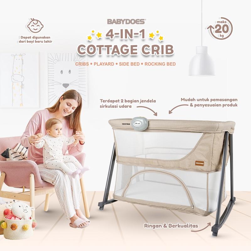 Tempat Tidur Anak Babydoes CH 1692 4in1 Cottage Crib dengan Rocking dan Travel Bag - Bed Ranjang 3