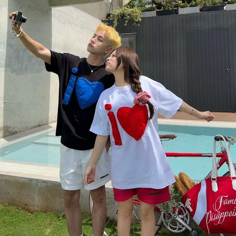 DEAL SỐC AB HOUSE - Áo thun form rộng I LOVE thời trang nam nữ Top Cotton
