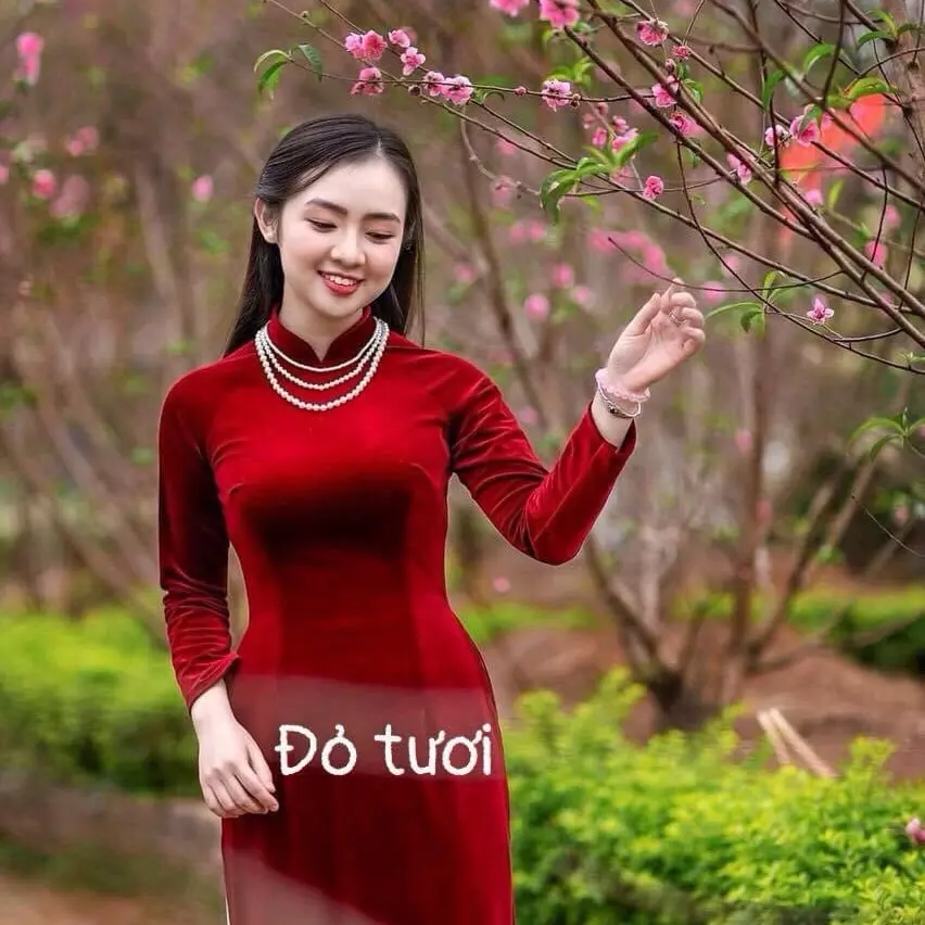 ￼Áo dài Nhung truyền thống, Áo dài nhung cho mẹ, chất liệu nhung tuyết mềm mịn - Áo Dài Ngọc Hoa