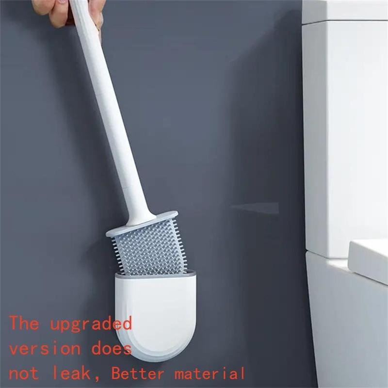 Product Introduction of Silicone Toilet Brush with Holder, 1 Count Wall Mounted Punch Free Toilet Brush with Handle, Bathroom Cleaning Tool, Bathroom Supplies 3