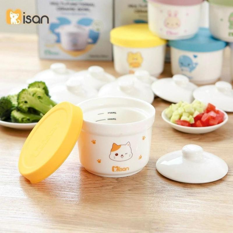 Hũ sứ 250ml cho bé ăn dặm Misan, an toàn trữ đông và hấp cách thủy, đi kèm 2 nắp tiện lợi. 2