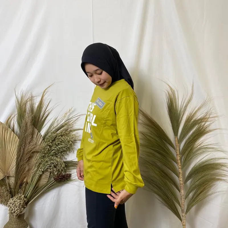 Baju Atasan Wanita lengan panjang kaos kekinian kaos muslimah katun Polos 2