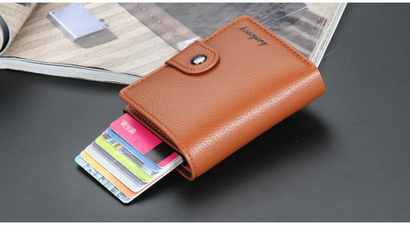 Product Introduction of Men's Card Holder in European and American Style with Lychee Pattern, Automatic Pop-up Card Type Clasp Wallet, Metal Aluminum Box Card Sleeve 17