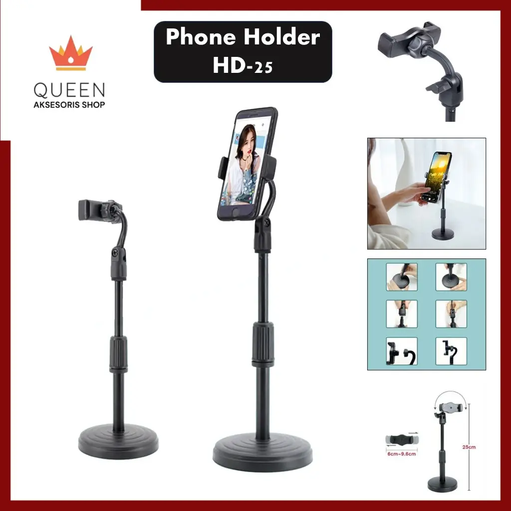 Holder Meja Standing Putar 360 Derajat Phone Holder Stand Dudukan Folding Kuat HD25