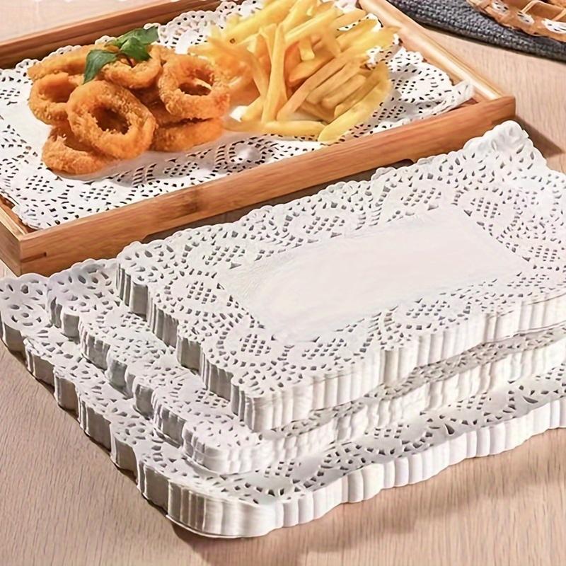 Doilies Kertas Renda Putih Elegan, 150pcs, Corak Bunga Segi Empat ...