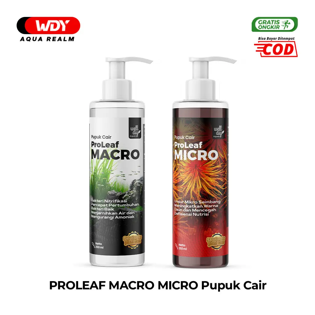 PROLEAF MACRTO MICRO Paket Pupuk Cair Aquascape Nutrisi Esensial untuk Tanaman Air Ecosistem Aquascape - 100ml 250ml