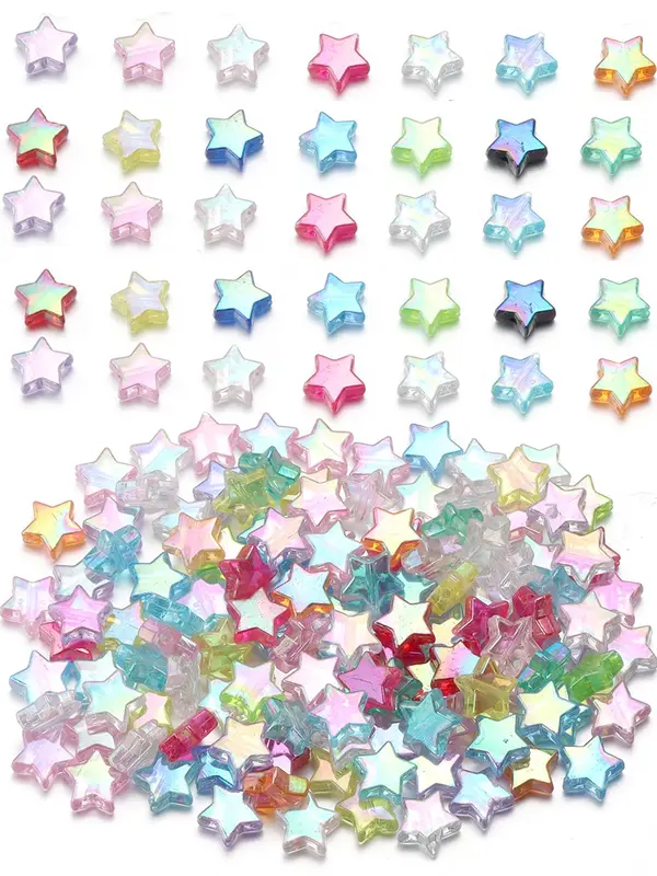 Star Shaped Beads, 100pcs Colorful Beads for Diy Necklace Bracelet, Fashion Accessories for Women & Girls, Trendy All-match & Exquisite Diy Jewelry for Birthday Gift 3