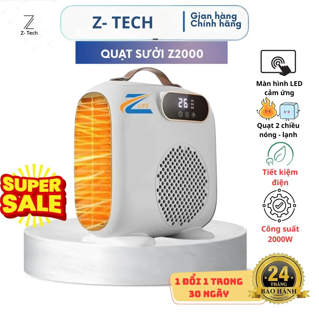Quạt sưởi Gốm Z2000, Đèn hồng ngoại tiết kiệm điện năng chống khô da sưởi ấm cho bé sơ sinh Máy sưởi mùa đông gia đình cao cấp công suất 2000W, có công tắc bảo vệ an toàn có 2 Chiều Nóng Mát,làm ấm nhanh chóng không khô da