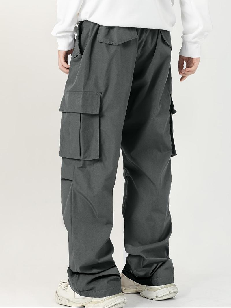 Product Introduction of Men's Solid Flap Pocket Cargo Pants, Regular Fit Casual Fashion Trousers for Daily Wear, Men's Bottoms for All Seasons 4