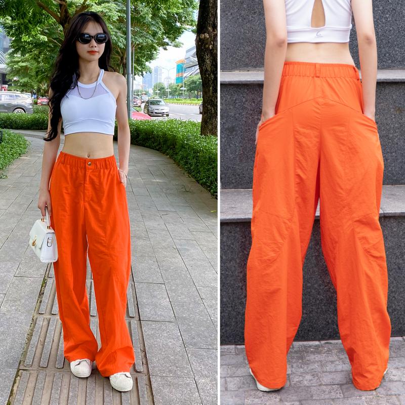 Quần Harem Parachute Pants BᶖgSize Gladimax,Quần Gió Nhăn 4 túi Dáng Thụng Gladimax bản đầy đủ full có thể giặt máy tối giản quần  ống rộng quan  muadong Women Nữ