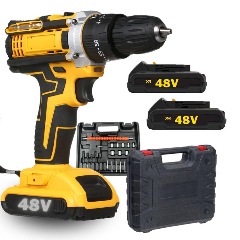 Parafusadeira Furadeira de Impacto a Bateria Recarregável Sem Fio 48v 2 Baterias Com Maleta Completo
