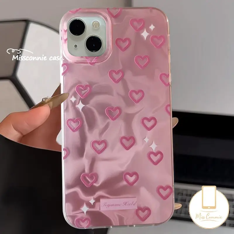 MissConnie Casing Untuk Vivo Y17s Y03 Y36 Y18 Y22 Y15 Y21 Y35 Y30 Y28 Y27s Y20s Y51 Y100 Y16 Y11 Y21s Y20 Y12i Y27 Y17 Y15s Y02 Y31 V25 Y12s Y91 Doodle Dreamy Romantis Lucu Cinta Merah Muda Hati Ikatan Simpul Gelang Mewah Ripple Luster Case 0
