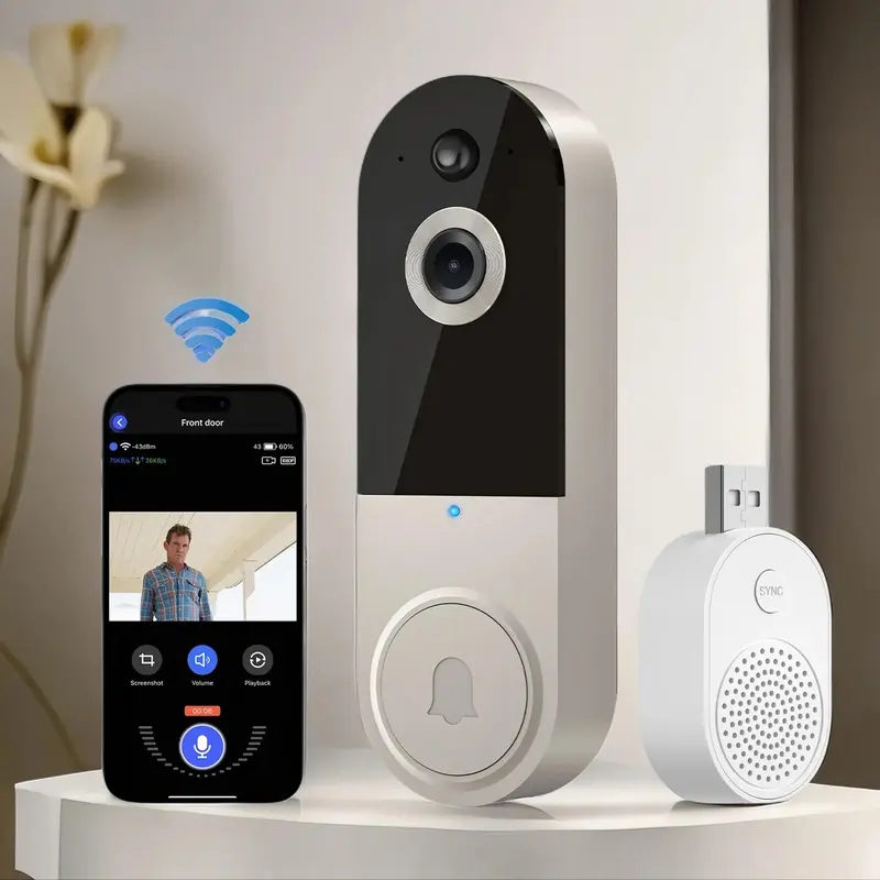 Doorbell Camera Wi-Fi Security Camera Outdoor 1080P, RTSP IP