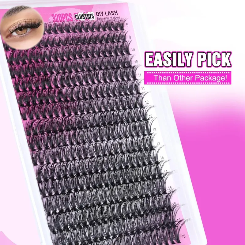 Eyelash Extensions Kit, 1 Set Individual False Eyelashes with Eyelash Glue & Tweezers & Glue Remover & Brush, Professional Eye Enhancement Tools for Women, Makeup 2