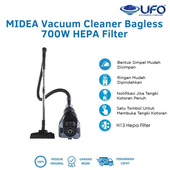 Gambar MIDEA Vacuum Cleaner Bagless 700W | Penyedot Debu Tanpa Kantong 2L | Kabel Panjang 5M + HEPA Filter – Praktis & Ringan MVC15K dari UFO Elektronika Kota Surabaya Tokopedia