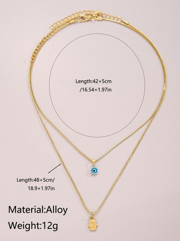 Fashion Eye Charm Pendant Layered Necklace for Women & Men, Fashion Jewellery for Party, Daily Clothing Decor, Trendy All-match & Exquisite Jewelry for Birthday Gift 5