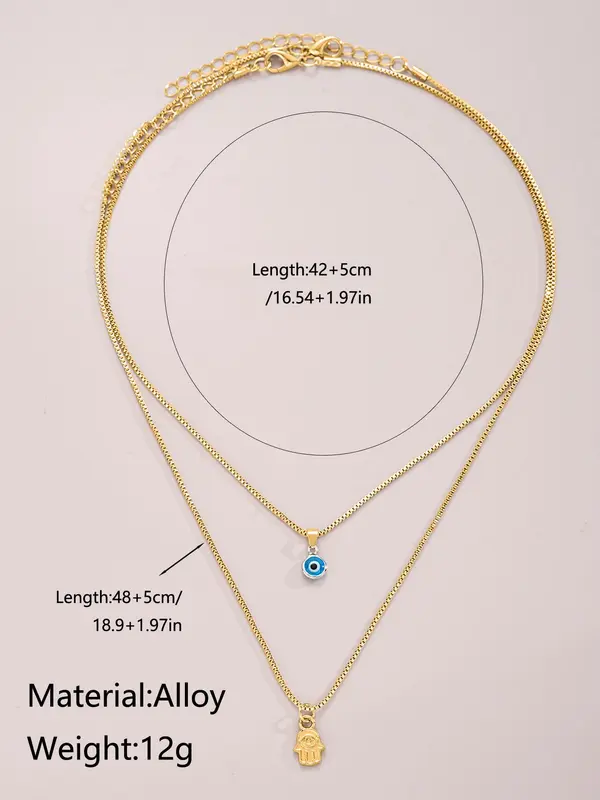 Fashion Eye Charm Pendant Layered Necklace for Women & Men, Fashion Jewellery for Party, Daily Clothing Decor, Trendy All-match & Exquisite Jewelry for Birthday Gift 5