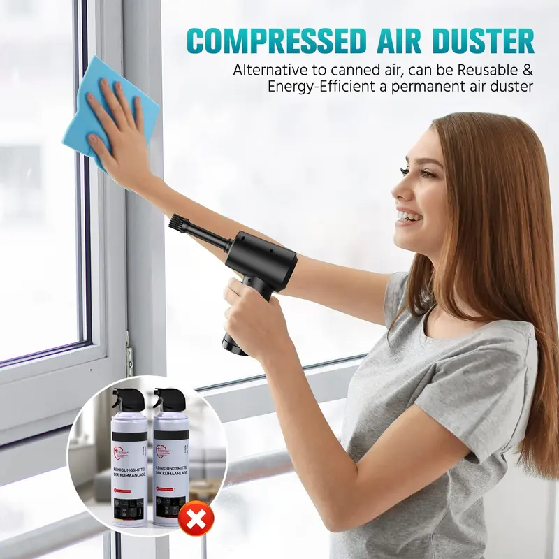 Compressed Air Duster, 3-Gear 51000RPM Electric Air Duster, Portable Air Blower with LED Light, 4000mAh Rechargeable Cordless Air Duster 3