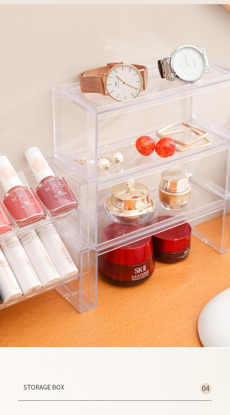 Product Introduction of Desktop transparent storage rack can be stacked with cosmetics sorting rack, badge display rack, jewelry lipstick storage rack 4