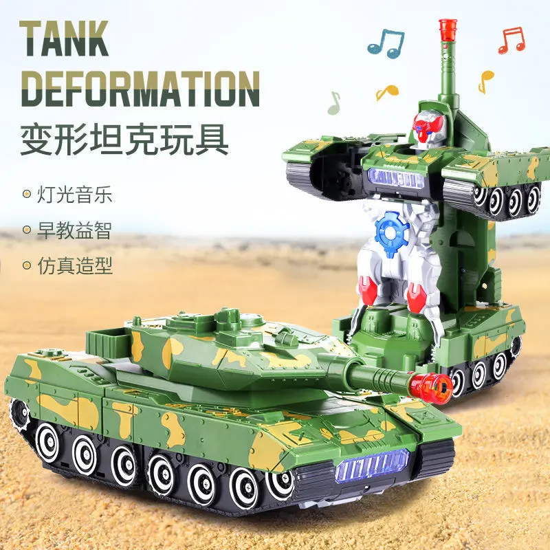 Child Robot Deformation Tank Armored Vehicle Universal Light Music Electric Aircraft Boy Toy One Piece Dropshipping