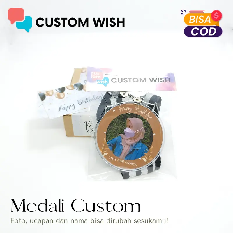 Kado ulang tahun Medali Custom Foto, Nama dan ucapan bisa kamu ganti suka suka, kado wisuda, hadiah ulang tahun, hadiah wisuda, hampers, mendali, kado custom 0