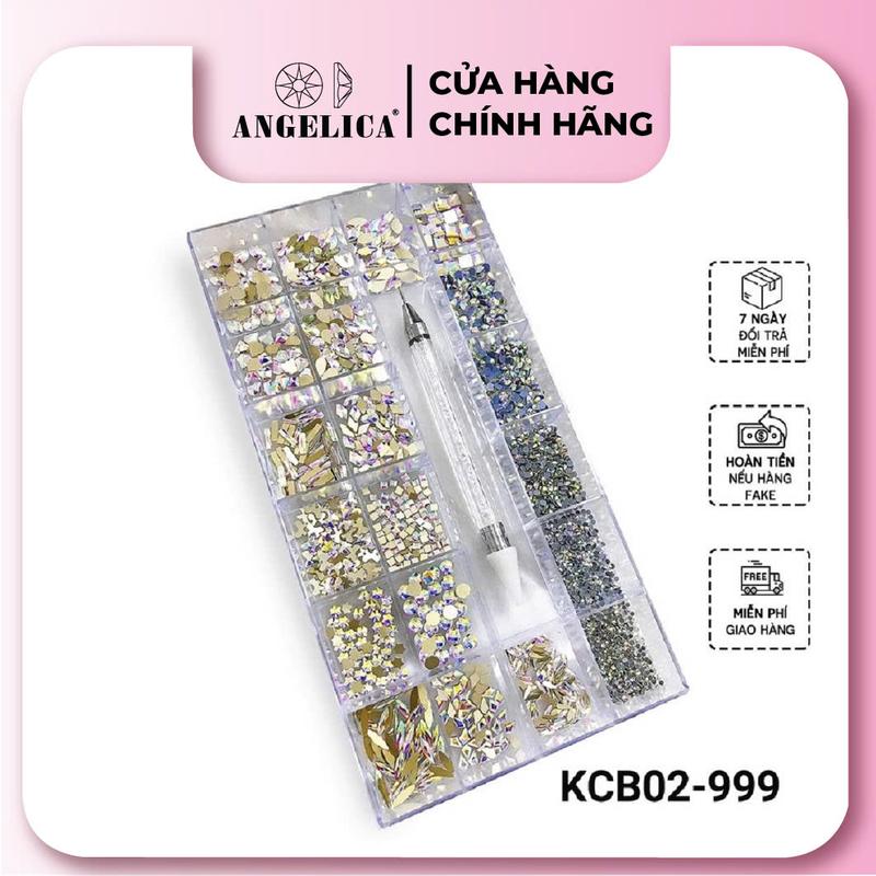 Khay >2000v Đá Chân Bằng mix Chân lưới ANGELICA TẶNG Phụ Kiện - KCB-999 Sơn Gel Nữ