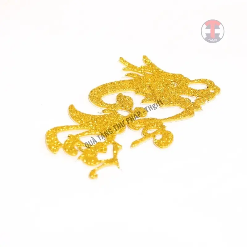 [14]Chữ xốp nhũ thư pháp kim tuyến 12cm Đầu Rồng dán Dừa Tết 2024[Trang trí dưa, dừa bưởi thư pháp ngày Tết] Tranh 4