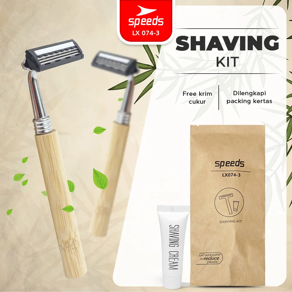 SPEEDS Shaving Kit Hotel 3 Mata Pisau Cukur Shaving Jenggot Kumis Praktis Cream Alat Cukur 074-3