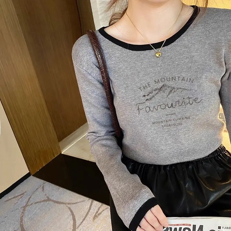 Áo Lớp Nền Dralon, Dành Cho Nữ, Có Thể Mặc Bên Trong, Dày Dặn, Màu Tương Phản, Áo Thun Dài Tay, Quần Áo Phụ Nữ Trên, Thích Hợp Cho Mùa Thu Và Mùa Đông, Có Thể Mặc Ngoài Trời, Thời Trang Top Women Cổ Tròn 3