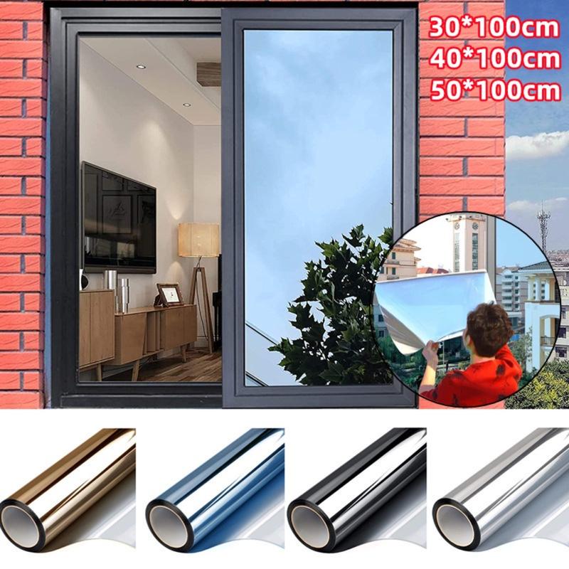 Mirror Window Film UV Blocking Glass Vinyl Heat Control Adhesive Film Home Reflective Window Tint Sheer Soft Glass Curtain 2