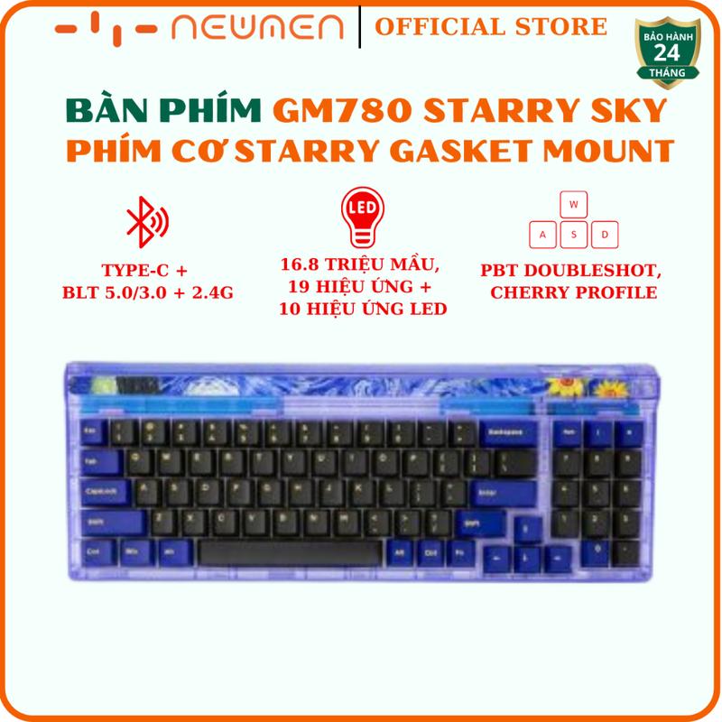 Bàn Phím Cơ Không Dây Gasket Newmen GM780 Starry Sky, Layout 78 Phím, Hàng Chính Hãng - Bảo Hành 24 Tháng