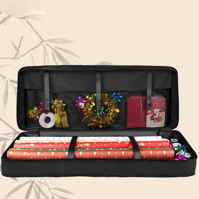 Large Capacity Holiday Gift Wrapping Paper Storage Bag, Gift Wrapping Organizer with Pocket, Gift Wrapping Storage Bag for Home & Office 3