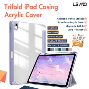 LEVINO Case Compatible for iPad Mini 6 / iPad Air 5 / Gen 9/10 Acrylic With Slot Pen For iPAD Pro 11" Mini 6 Gen 7/8/9 TPU Cover