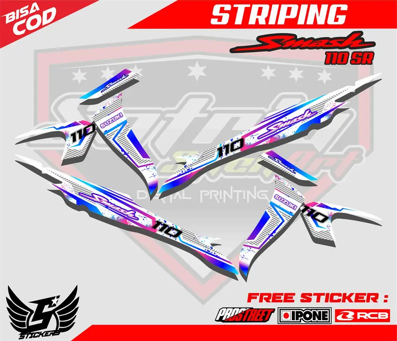 STRIPING VARIASI MOTOR SMASH / STICKER LIST VARIASI SUZUKI SMASH Motorcycle 5