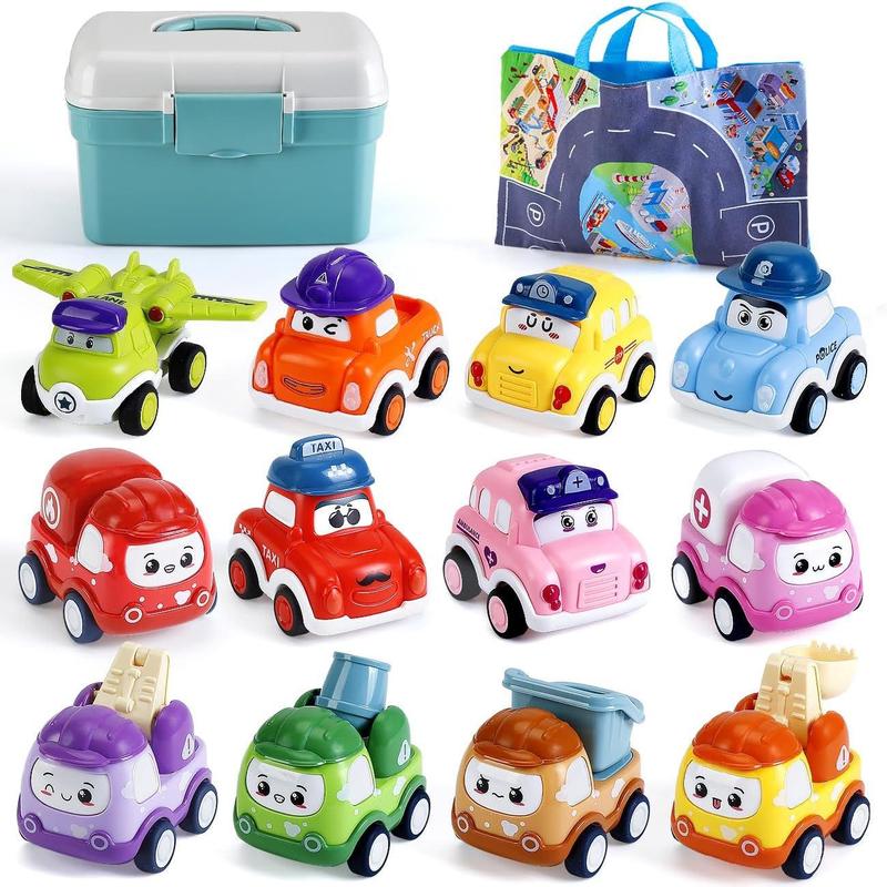 LULULIA Toys for 1 Year Old Boys Gifts, 12 Pcs Pull Back Cars Toddler Toy Cars for 1 2 Year Olds, 1st Birthday Gifts for Boys Girls, Christmas Baby Gifts Boys Toys Age 1 0