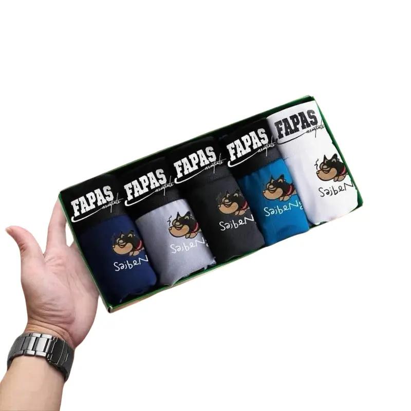 Hộp combo 5 quần sịp đùi màu Đen nhiều Cạp khác nhau, quần lót nam chất vải…