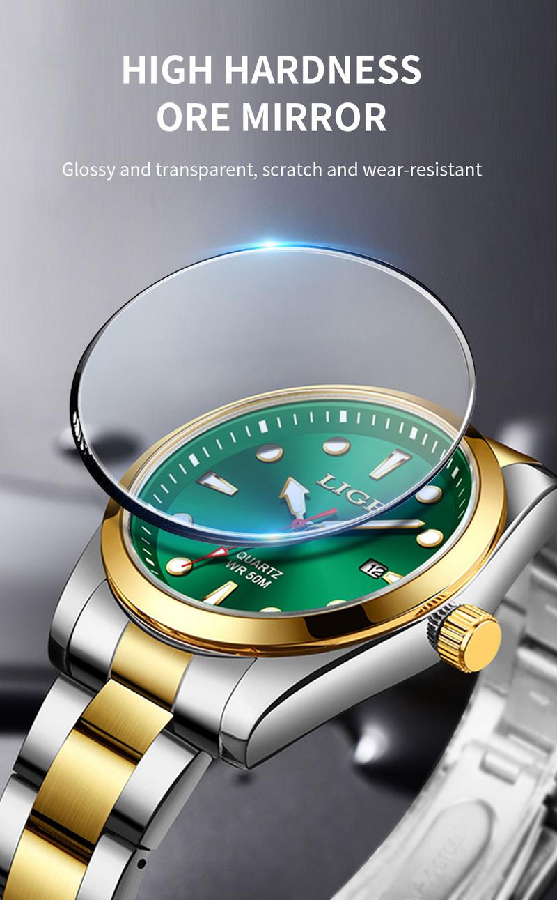 Product Introduction of LIGE/Slim Men's Steel Strap Watch Multifunctional Waterproof Calendar Quartz Watch Student Watch 7