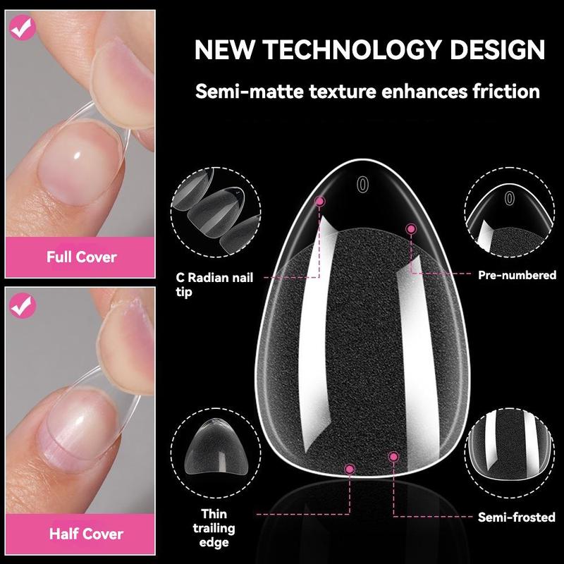 Product Introduction of Semi-matte Almond False Nails, 240 Pieces/box, Full Coverage Soft Gel False Nails, No-carving False Nails, Nail Extensions for Women and Girls 2