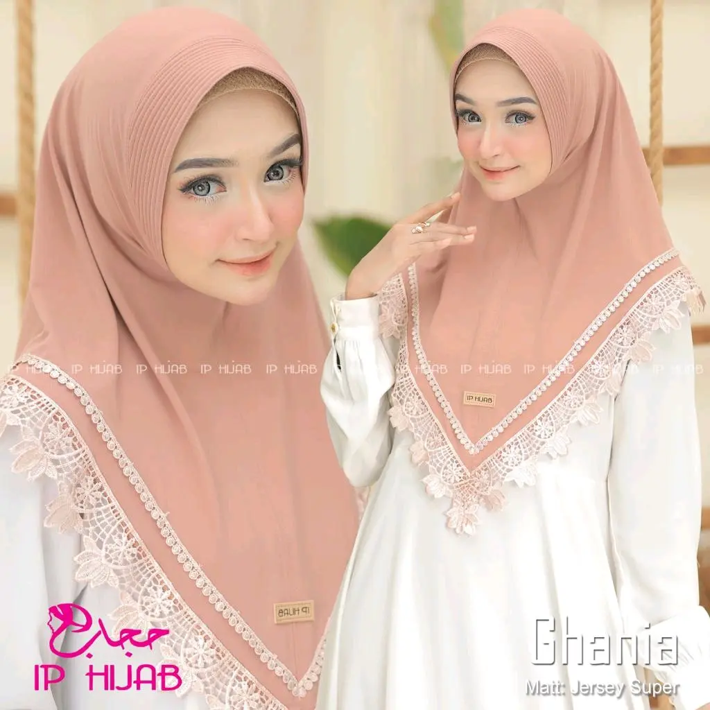 Ghania - Hijab Instan Bahan Jersey Premium Hijab Santai Lembut Panjang Muslim