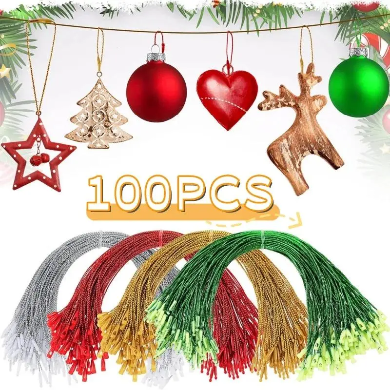 100Pcs 20CM Christmas Pendants Polyester Strings Xmas Tree Jingle ...