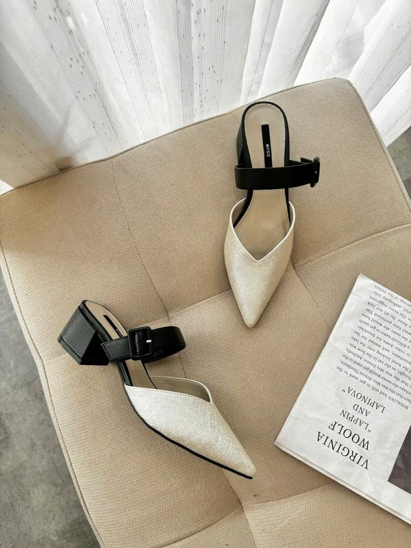 MYSS - Giày guốc sục nữ mũi nhọn phối khóa bọc 5 cm thời trang  - SU112 Shoes DéP 9