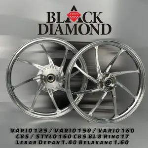 VELG MOTOR Ring 17 BLACK DIAMOND FOR VARIO 125 / VARIO 150 / VARIO 160 CBS / STYLO 160 CBS BL 8 Depan 1.40 Belakang 1.60