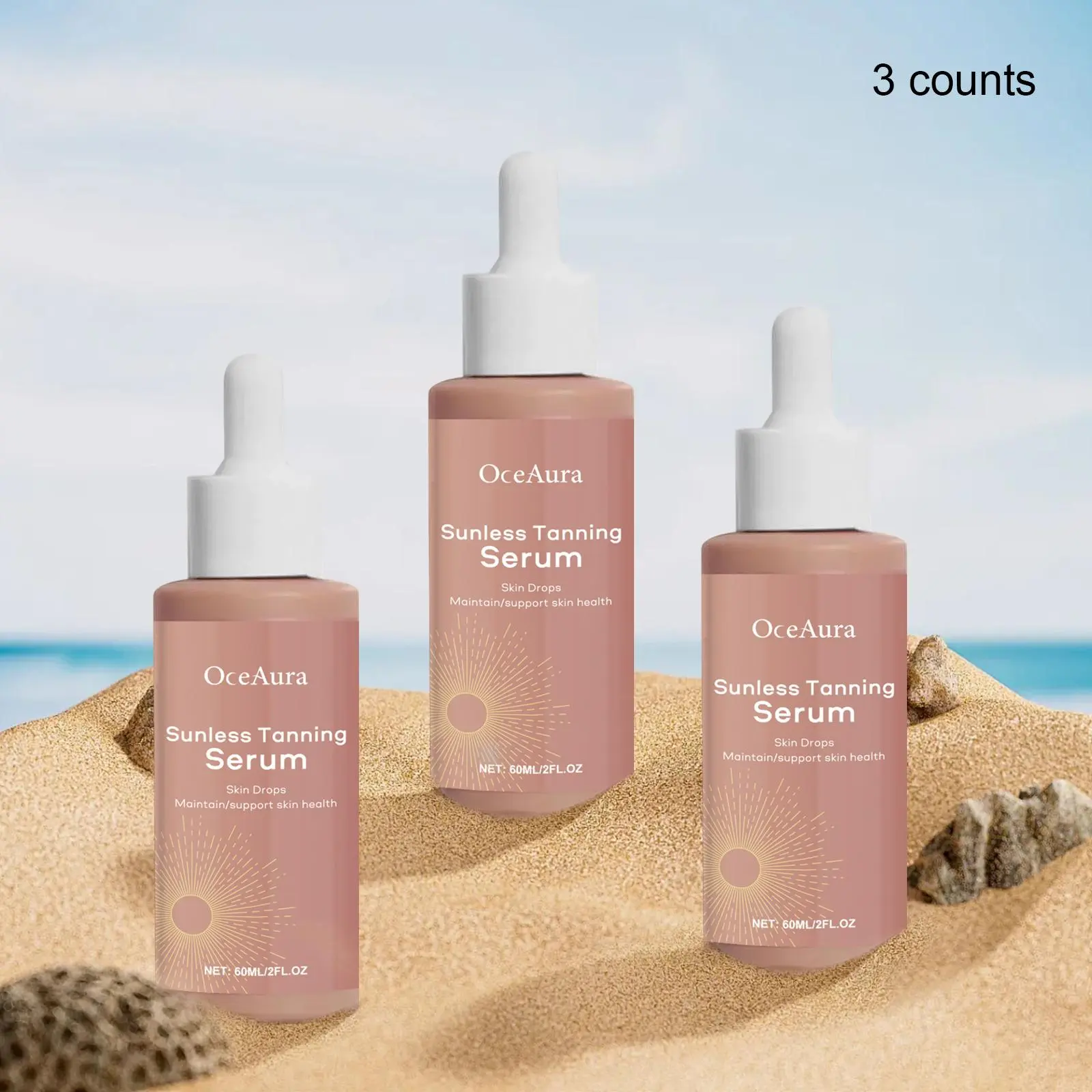 Sunless Tanning Serum, 3 Counts/set Moisturizing Self Tanner, Hydrating Body Care Product for Women & Men, Skin Care Product for Daily Use