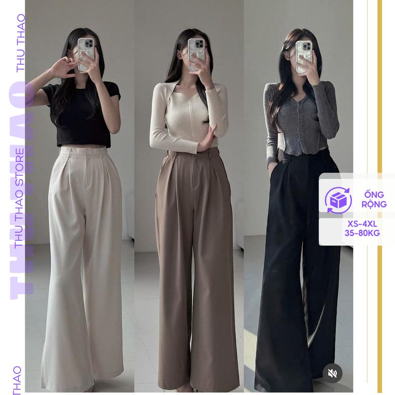 Quần ống rộng nữ cạp cao có big size dài 105cm. form đẹp đứng dáng.mịn, mềm. có độ rủ. hàng đep dễ mix đồ.
