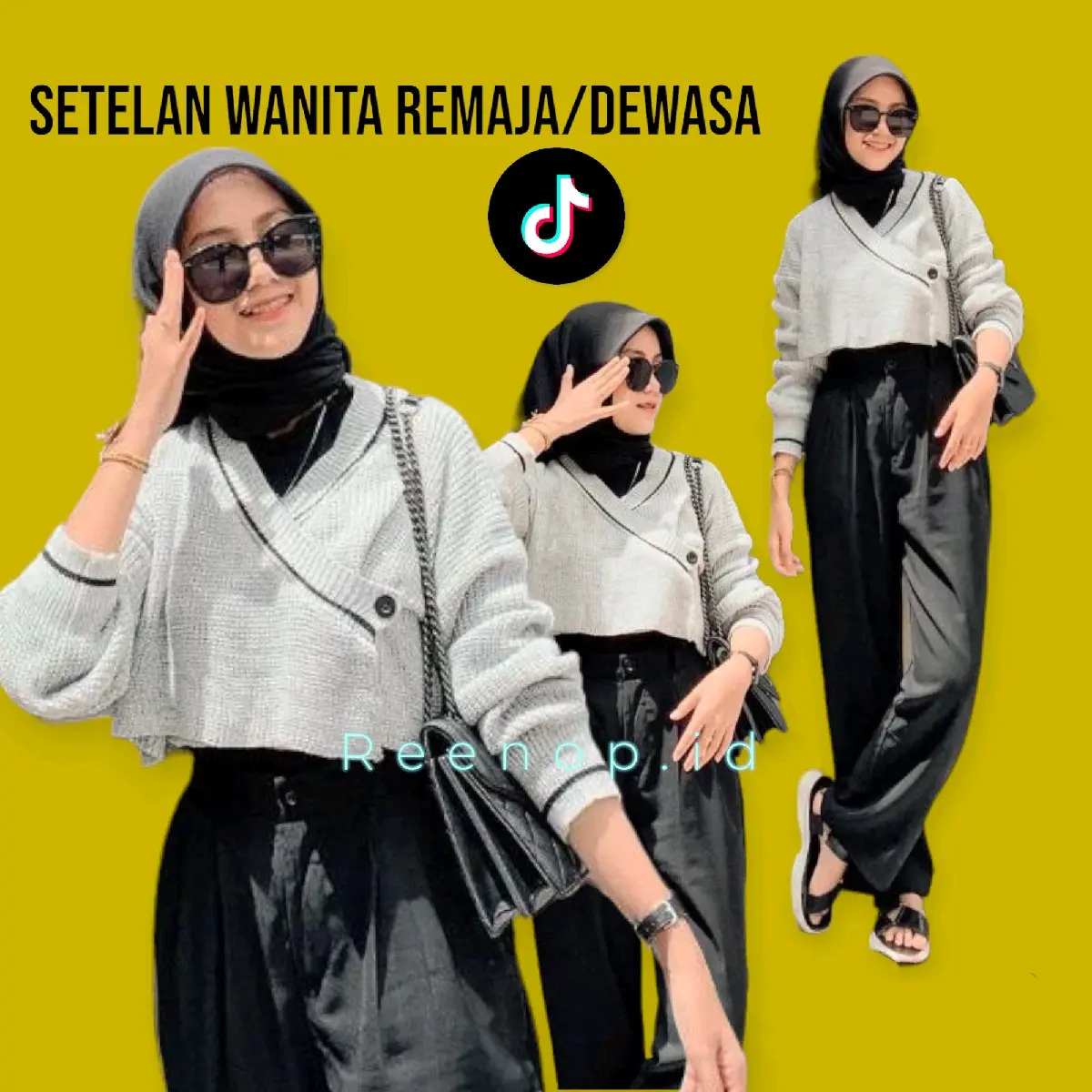Setelan 3in1 Ootd Wanita Muslim Celana Kulot + Hijab Bella Squere
