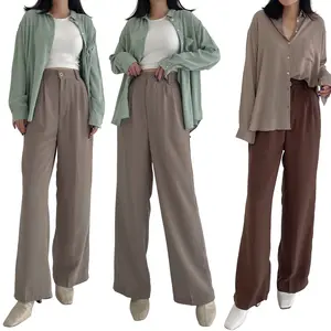 SIVALI Loose Pants 332 [PART 1] Trousers Wanita Celana Panjang Kulot Anti Kusut Bahan Polyester Jatuh Outfit Casual Formal Untuk Kerja Kantor Korean Style Ada Ukuran Jumbo karet hitam Soft